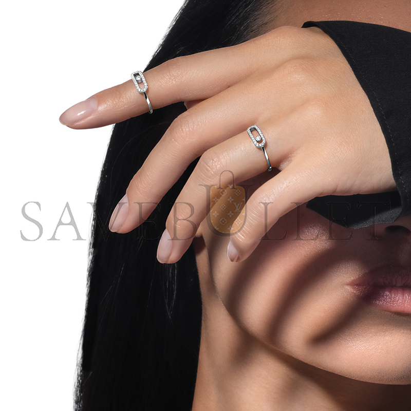 MESSIKA MOVE UNO HALF PAVÉ RING WHITE GOLD DIAMOND RING 04705-WG